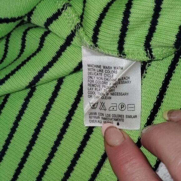 Liz Claiborne Liz & Co. Cinched V Neck Closure Striped Short Sleeve Sz. M Top - Picture 9 of 9